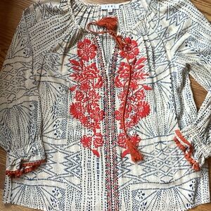 THML Red Floral Embroidered Blouse